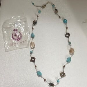 Premier Designs Blue and Brown Beaded Necklace